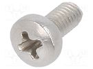 Screw; M3x6; Head: cheese head; Phillips; PH1; A2 stainless steel BOSSARD