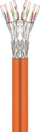 CAT 7A Duplex Network Cable, S/FTP (PiMF), orange, 100 m - Copper conductor (CU), AWG 23/1 (solid), halogen-free cable sheath (LSZH)