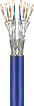 CAT 7A+ Duplex Network Cable, S/FTP (PiMF), blue, 500 m - Copper conductor (CU), AWG 22/1 (solid), halogen-free cable sheath (LSZH)