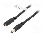 Cable; DC 5,5/2,1 plug,DC 5,5/2,1 socket; black; 10m Goobay