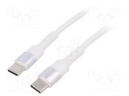 Cable; USB 2.0; USB C plug,both sides; nickel plated; 0.5m; white AKYGA