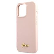 Guess GUHMP13LLSLMGLP iPhone 13 Pro / 13 6.1&quot; light pink/light pink hardcase Silicone Script Gold Logo Magsafe, Guess