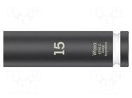 Socket; 6-angles,socket spanner,impact; HEX 15mm; 1/2"; long WERA