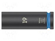 Socket; 6-angles,socket spanner,impact; HEX 19mm; 1/2"; long WERA