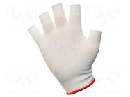 Cleanroom acces: protective gloves; white; polyamide; M; ESD; <1GΩ ANTISTAT