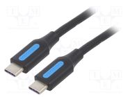 Cable; USB 2.0; USB C plug,both sides; 0.5m; black; 480Mbps; 100W VENTION