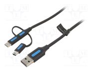 Cable; USB 2.0; 1m; black; Core: Cu,tinned; 480Mbps; Øcable: 4mm VENTION