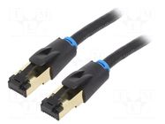 Patch cord; RJ45 plug,both sides; S/FTP; Cat 8; OFC; PVC; black; 2m VENTION