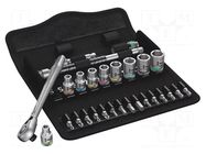 Wrench-set; socket spanner; Mounting: 1/4"; 28pcs. WERA