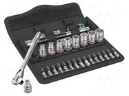 Wrench-set; inch,socket spanner; Mounting: 1/4"; 28pcs. WERA