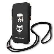 Karl Lagerfeld Handbag KLHCP12LOPHKCK 6.7 &quot;black / black hardcase Saffiano Ikonik Karl &amp; Choupette Head, Karl Lagerfeld