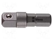 Adapter; Overall len: 25mm; Mounting: hexagon 1/4"/ square 1/4" WERA