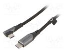 Cable; USB 2.0; USB C plug,USB C angled plug; 2m; black; 480Mbps VENTION