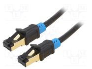 Patch cord; S/FTP; 6; Cu; PVC; black; 15m; RJ45 plug,both sides VENTION