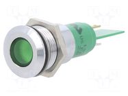 Indicator: LED; flat; green; 24VDC; 24VAC; Ø16mm; IP67; connectors CML INNOVATIVE TECHNOLOGIES