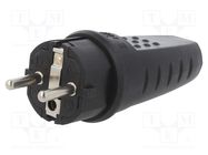 Connector: AC supply; male; plug; 2P+PE; 250VAC; 16A; black; PIN: 3 PAWBOL