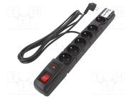 Plug socket strip: protective; Sockets: 6; 230VAC; 10A; black HSK DATA