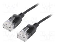 Patch cord; U/UTP; 6a; OFC; PVC; black; 1m; RJ45 plug,both sides VENTION