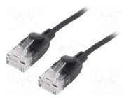 Patch cord; RJ45 plug,both sides; U/UTP; 6a; OFC; PVC; black; 0.5m VENTION