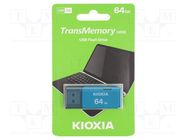 Pendrive; USB 2.0; 64GB; HAYABUSA; light-blue; USB A KIOXIA