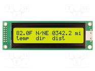 Display: LCD; alphanumeric; STN Positive; 20x2; yellow-green; LED 