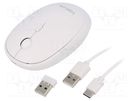 Optical mouse; white; USB A; wireless,Bluetooth 4.0; 10m LOGILINK