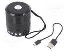 Speaker; black; microSD,USB B micro; Bluetooth 2.1 EDR; 10m; 3h GEMBIRD