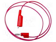 Test lead; 5A; banana plug 4mm,aligator clip; Urated: 300V; red MUELLER ELECTRIC