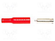 Socket; 4mm banana; 15A; red; nickel plated; soldered,on cable MUELLER ELECTRIC