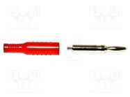 Plug; 4mm banana; 15A; red; nickel plated; soldered,crimped; brass MUELLER ELECTRIC