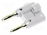 Connector: 4mm banana; stackable safety shunt; 15A; white; screw MUELLER ELECTRIC