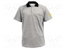 Polo shirt; ESD; S; cotton,polyester,conductive fibers; grey ANTISTAT