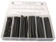 HEAT SHRINK TUBING ASSORTMENT KIT, 102 6IN L PIECES, BLACK