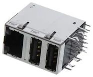 STACKED USB CONN, 2.0 TYPE A, R/A, 8POS