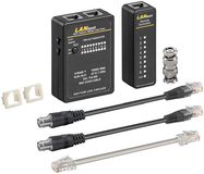 Network cable tester set, black - for testing network connections with CAT 5, CAT 6 or CAT 7 and ISDN