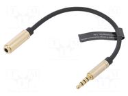 Cable; Jack 3.5mm 4pin socket,Jack 3,5mm 4pin plug; 0.1m; black VENTION