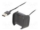 Cable: for smartwatch charging; 1m; Fitbit Versa 2; black; 1A AKYGA