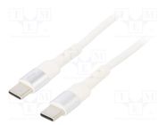 Cable; USB 2.0; USB C plug,both sides; nickel plated; 1.8m; white AKYGA