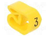 Markers; Marking: 3; 8÷16mm; PVC; yellow; -30÷60°C; leaded; PA-3 PARTEX