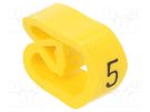 Markers; Marking: 5; 8÷16mm; PVC; yellow; -30÷60°C; leaded; PA-3 PARTEX