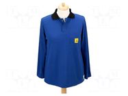 Polo shirt with long sleeves; ESD; L; blue; 140g/m2 STATICTEC