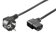 Angled IEC Cord on Both Sides, 5 m, Black, 5 m - safety plug hybrid (type E/F, CEE 7/7) 90° > Device socket C13 (IEC connection) 90°
