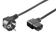 Angled IEC Cord on Both Sides, 5 m, Black, (3*1 mm²), 5 m - safety plug hybrid (type E/F, CEE 7/7) 90° > Device socket C13 (IEC connection) 90°