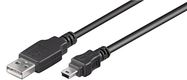 USB 2.0 Hi-Speed Cable, black, 0.15 m - USB 2.0 male (type A) > USB 2.0 mini male (type B, 5-pin)