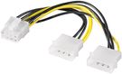 Power Cable/Adapter for PC Graphics Cards, PCI-E to PCI Express 8-Pin, 0.15 m - 2 HDD/5.25'' male (4-pin) > PCIe femlae (8 pin)