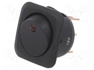 ROCKER; SPST; Pos: 2; ON-OFF; 25A/12VDC; black; LED; Rcont max: 50mΩ SWITCH COMPONENTS