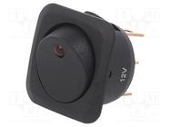 ROCKER; SPST; Pos: 2; ON-OFF; 25A/12VDC; black; LED; RC; Body: black SWITCH COMPONENTS