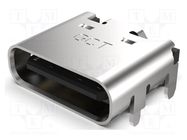 Socket; USB C; SMT; PIN: 16; horizontal; top board mount; USB 2.0 Global Connector Technology (GCT)