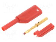 Connector: 2mm banana; plug; 10A; 1kV; red; gold-plated; -15÷70°C HIRSCHMANN T&M