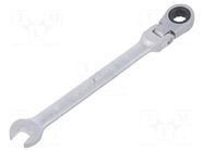 Wrench; combination spanner,with ratchet,with joint; 8mm; satin PG TOOLS